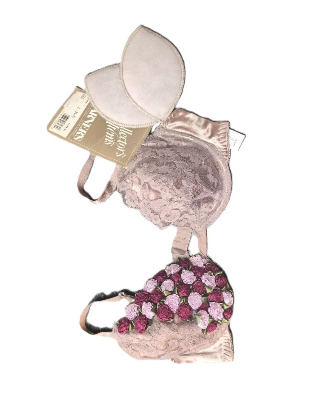 VTG Warner's Collector's Items Underwire Bra Taupe Lace Satin Roses Whimsigoth